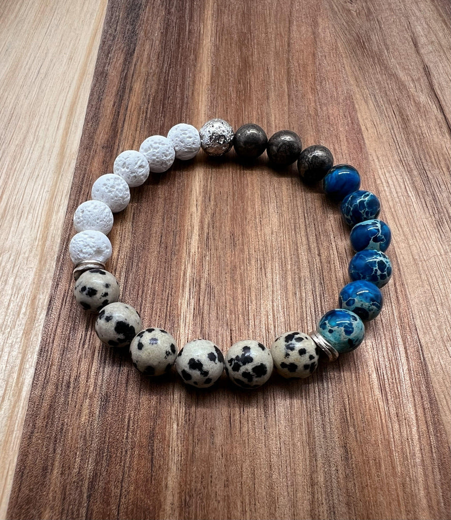 Men's Vintage Dalmatian popular Jasper Bracelet Stone ~ Genuine Untreated Therapeutic Quality Gemstone Energy Bracelet 8mm