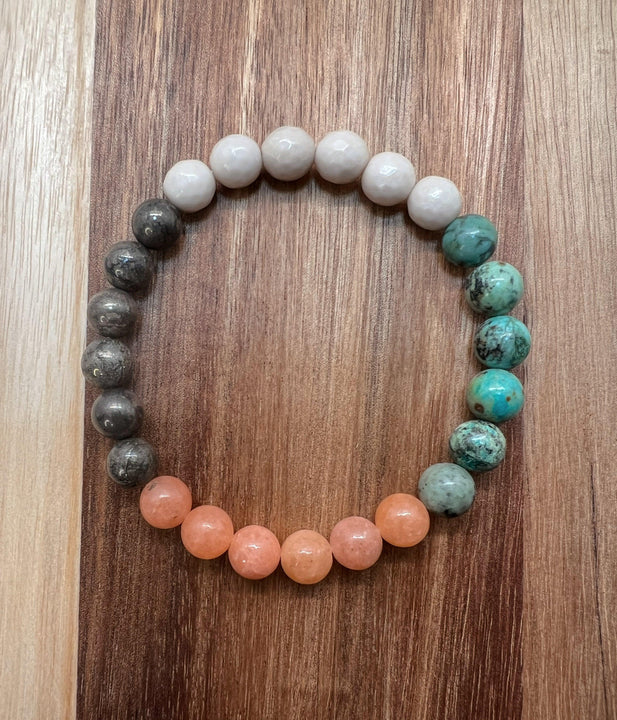 Optimism - Turquoise Natural Stone Bracelet with Pyrite & Calcite - NurturedQuartz