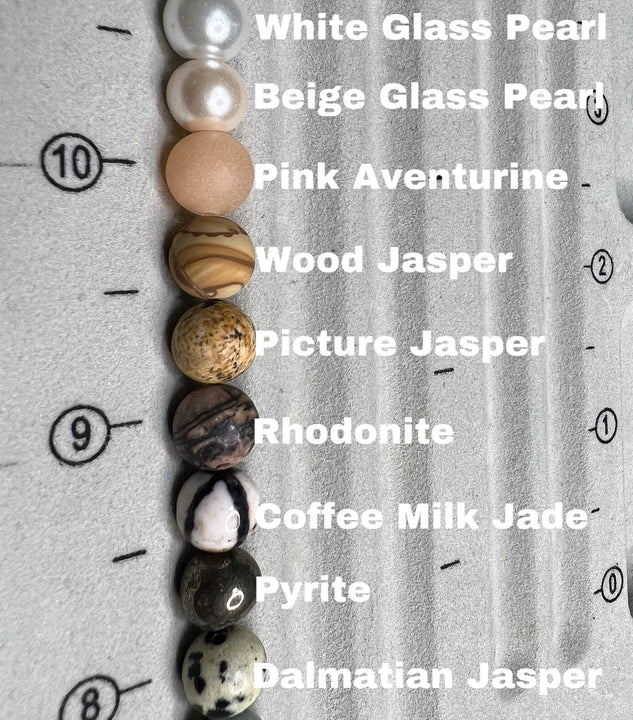 neutral-pink tone gemstone beads - pink aventurine gemstone beads with brown jasper