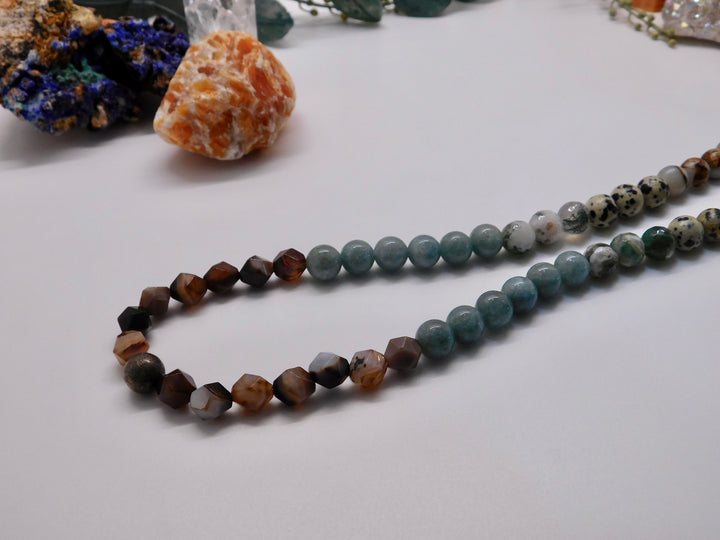 SUCCESS - Men's 22 Inch Mala Necklace with Moss Agate & Howlite