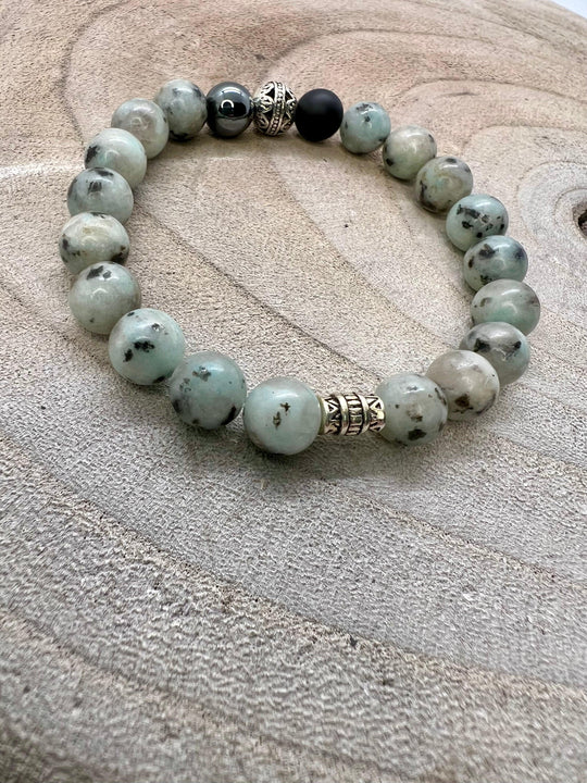 Sesame Jasper Accent Trio Chakra Bracelet - NurturedQuartz