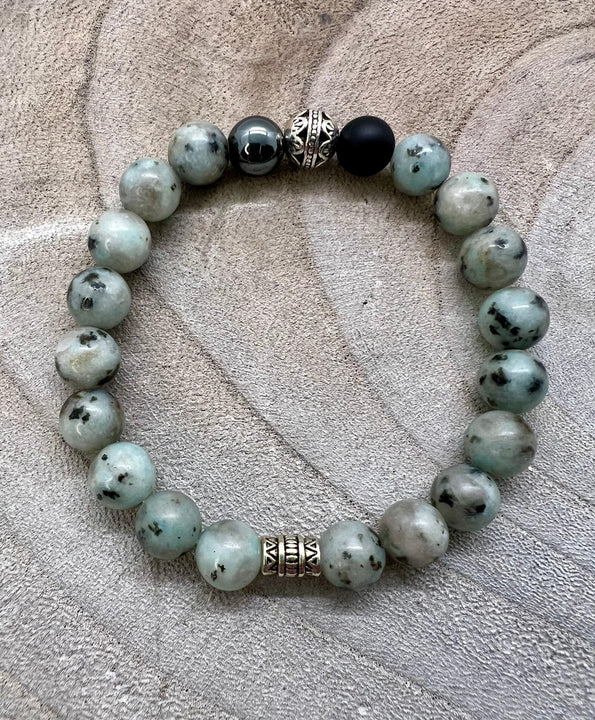 Sesame Jasper Accent Trio Chakra Bracelet - NurturedQuartz